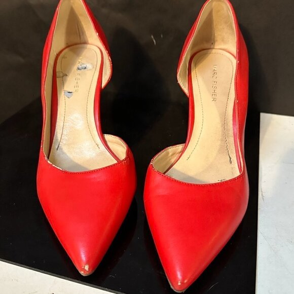 Marc Fischer Red Pumps Size 8.5 Christmas Party Pointed Toe Sexy Festive - Picture 7 of 7